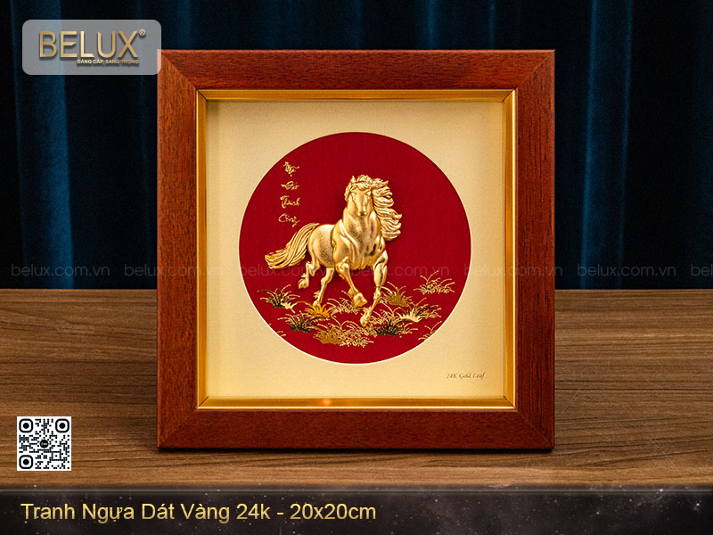 Tranh ngựa dát vàng 24k - 20x20cm&nbsp;